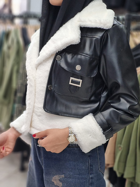 کاپشن چرم کراپ کد1952