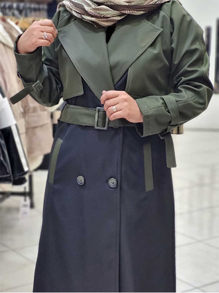 بارانی بلند 2 رنگ کد1982